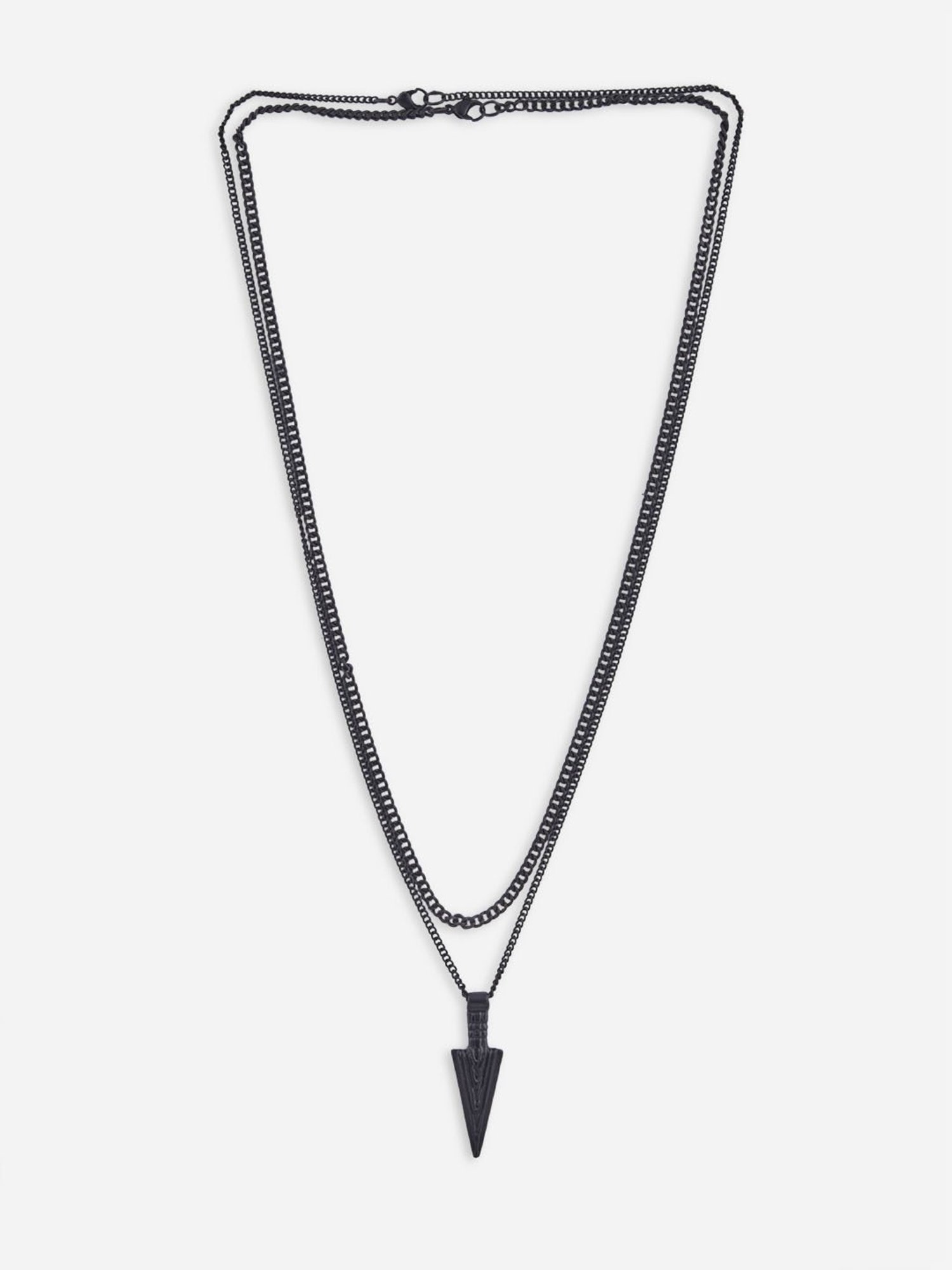 The Bro Code Black Layered Arrow Necklace For Men
