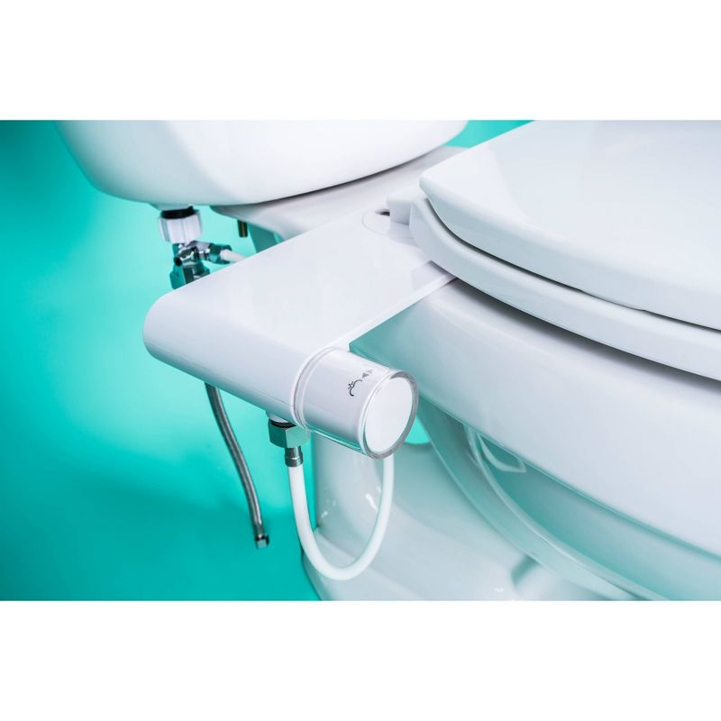 Rear and Feminine Ultra Thin Toilet Attachment with Self Cleaning Dual Nozzles White - Genie Bidet