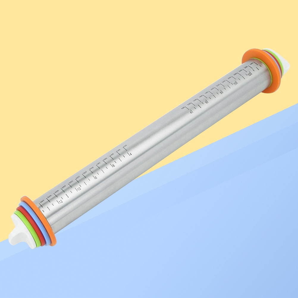 Adjustable Rolling Pin with Removable Rings Stainless Steel Dough Roller for Cookie Pastry Pizza