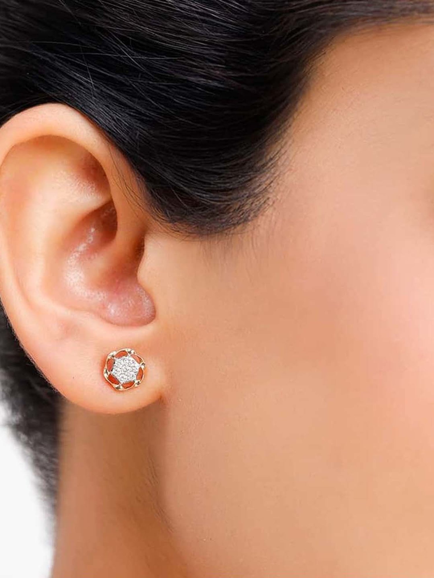 Mia By Tanishq Nature's Finest 14k Gold Hexa Sparkle Stud Earrings