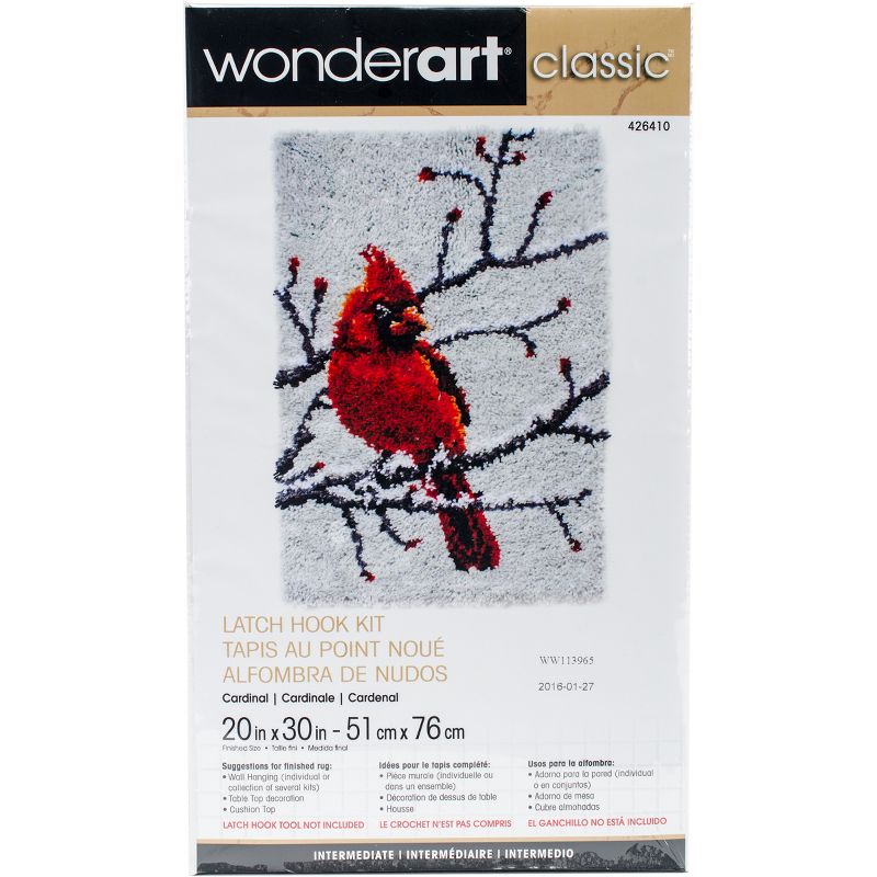 Wonderart Classic Latch Hook Kit 20"X30"-Cardinal