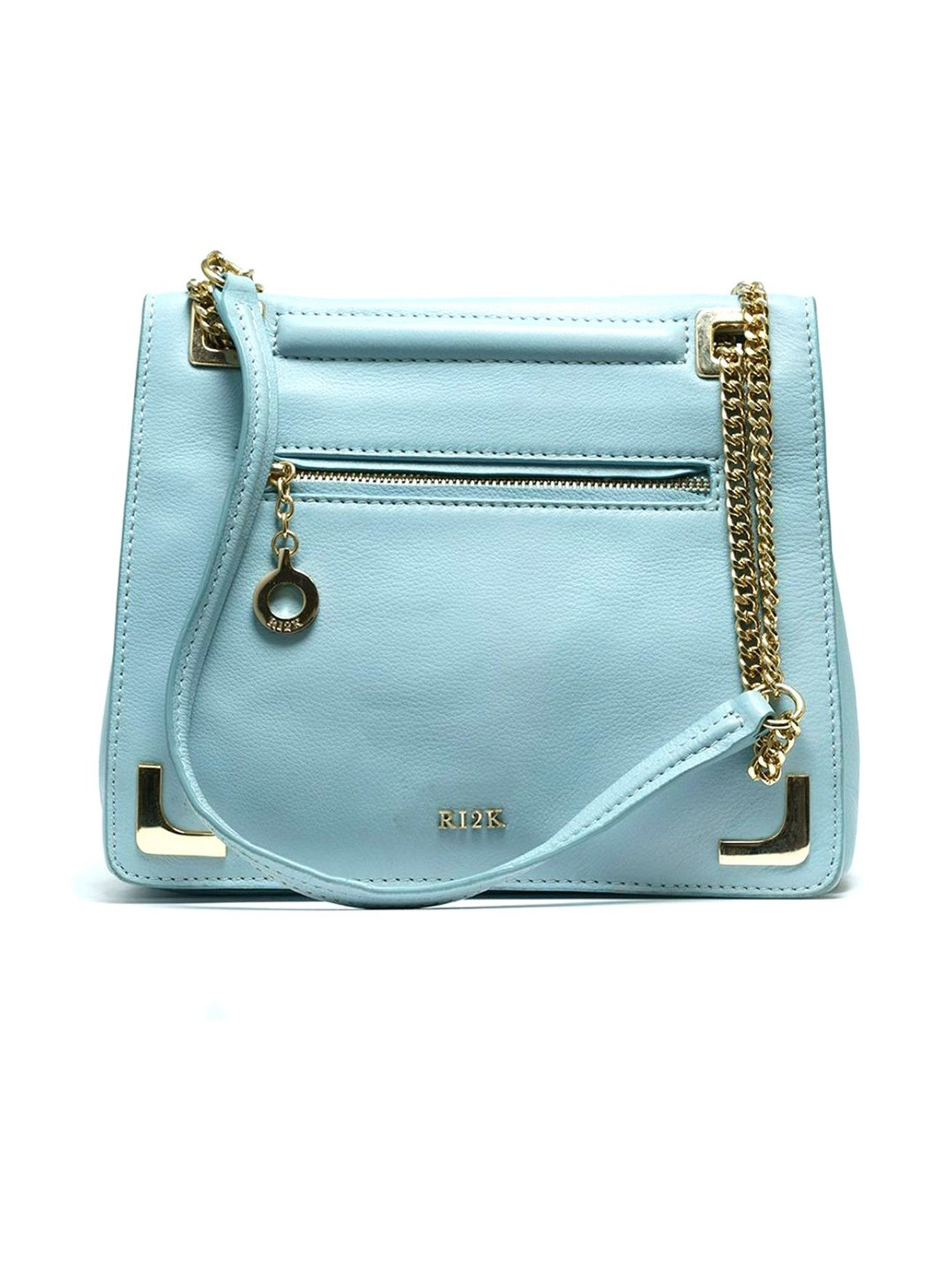 RI2K London Light Blue Leather Medium Cross Body Bag