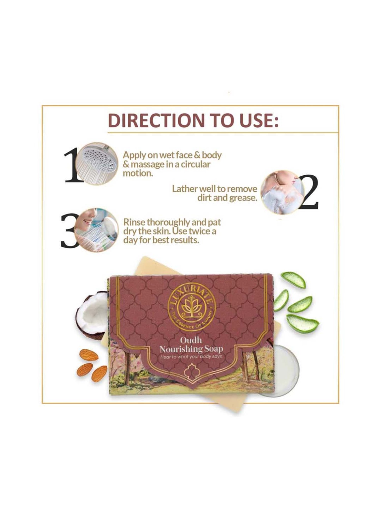 Luxuriate Naturally Oudh Nourishing Winter Soap Pack of 3 - 375 gm