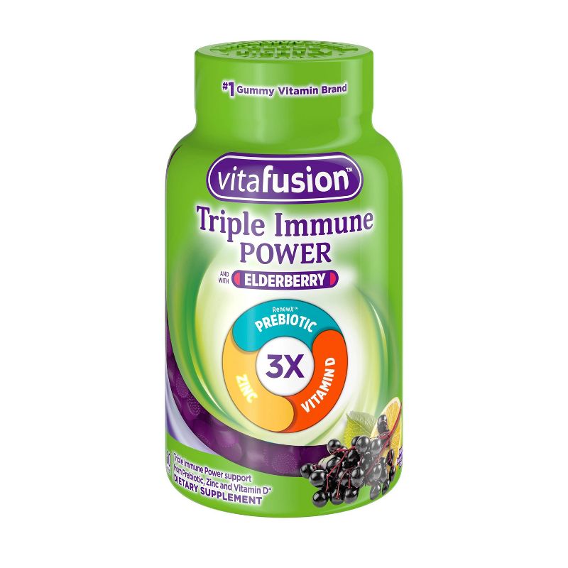 Vitafusion Triple Immune Power 50mg Elderberry Supplement Gummies - 60ct
