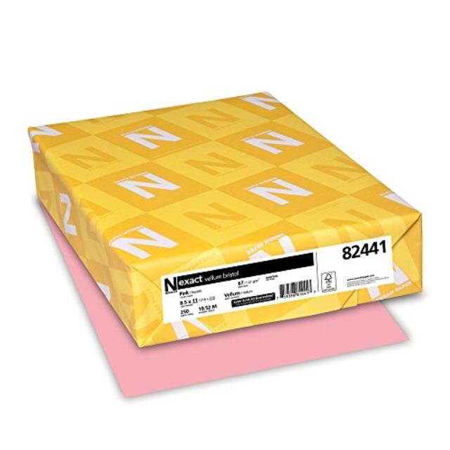 wausau vellum bristol cardstock, 67 lb, 8.5 x 11 inches, pastel pink, 250 sheets 82441