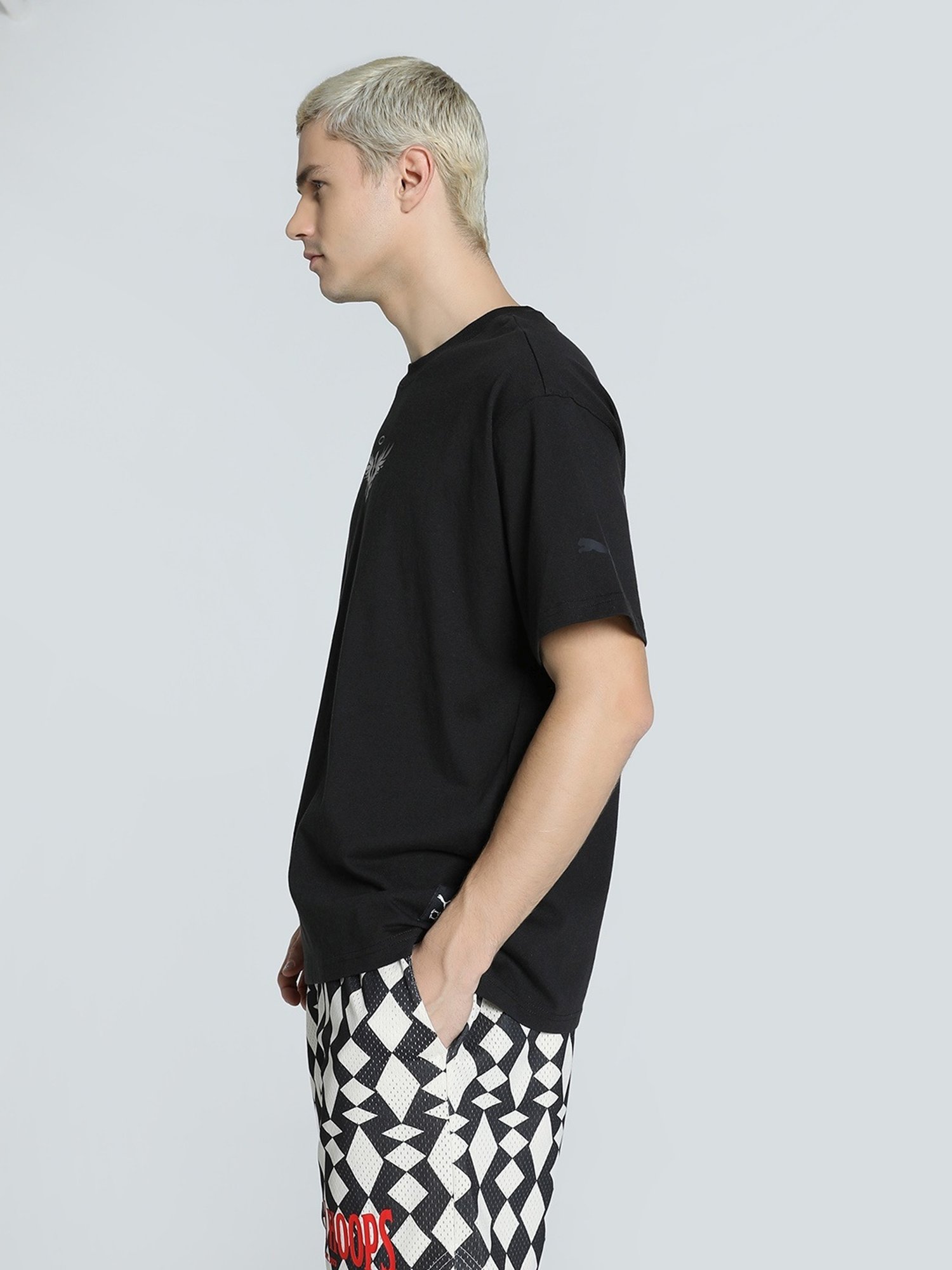 Puma MELO Black Regular Fit Printed Sports T-Shirts