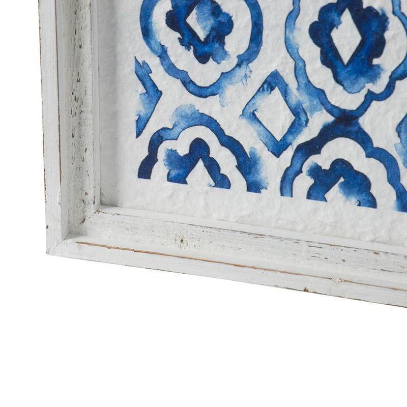 Set of 2 Decorative Wall Decors White/Indigo - A&B Home