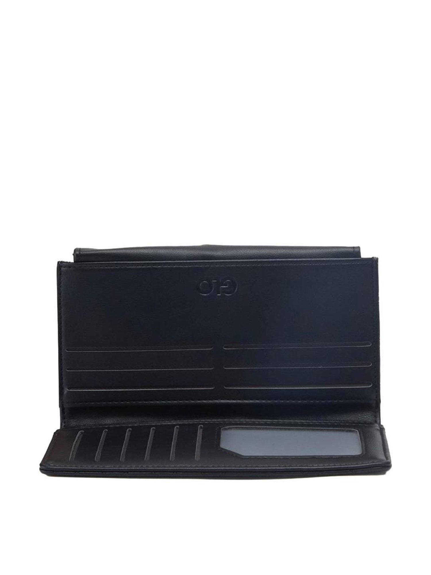 Globus Black Textured Bi-Fold Wallet for Women