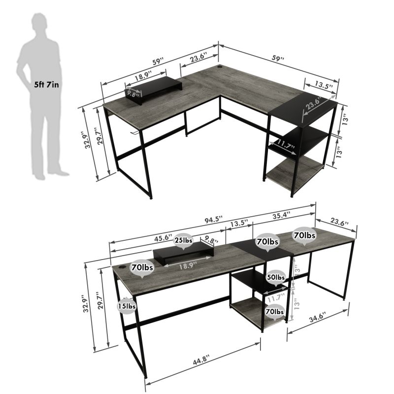 RESPAWN 3000 Gaming Computer Desk - Ergonomic Height Adjustable Gaming Desk, in Blue (RSP-3000-BLU)