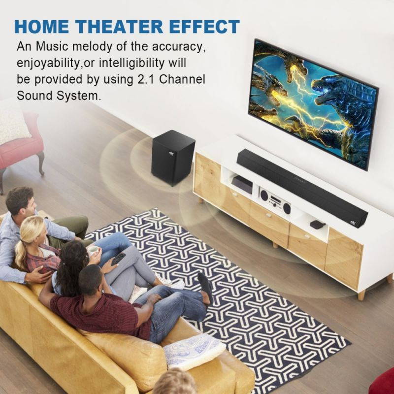 120W TV SoundBar 2.1 Wireless Bluetooth Speaker Home Theater System Sound Bar 3D Surround Remote Control With Wall Mount