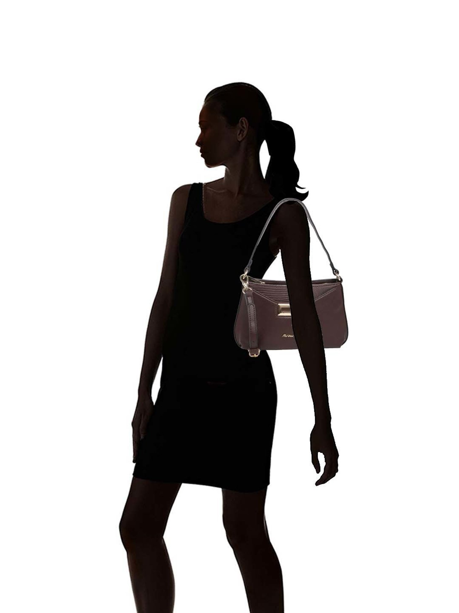 Marina Galanti Brown Textured Medium Baguette Bag