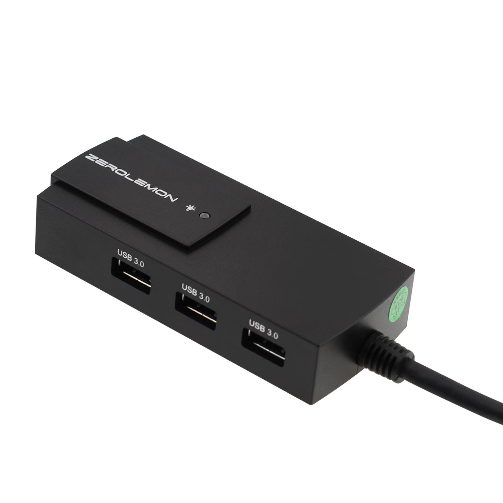 [3*USB 3.0 + 1*Gigabit Ethernet Adapter] ZeroLemon 3 Ports USB 3.0 Bus-Powered Hub with RJ45 10/100/1000 Gigabit Ethernet Converter LAN Wired Network Adapter for Laptops