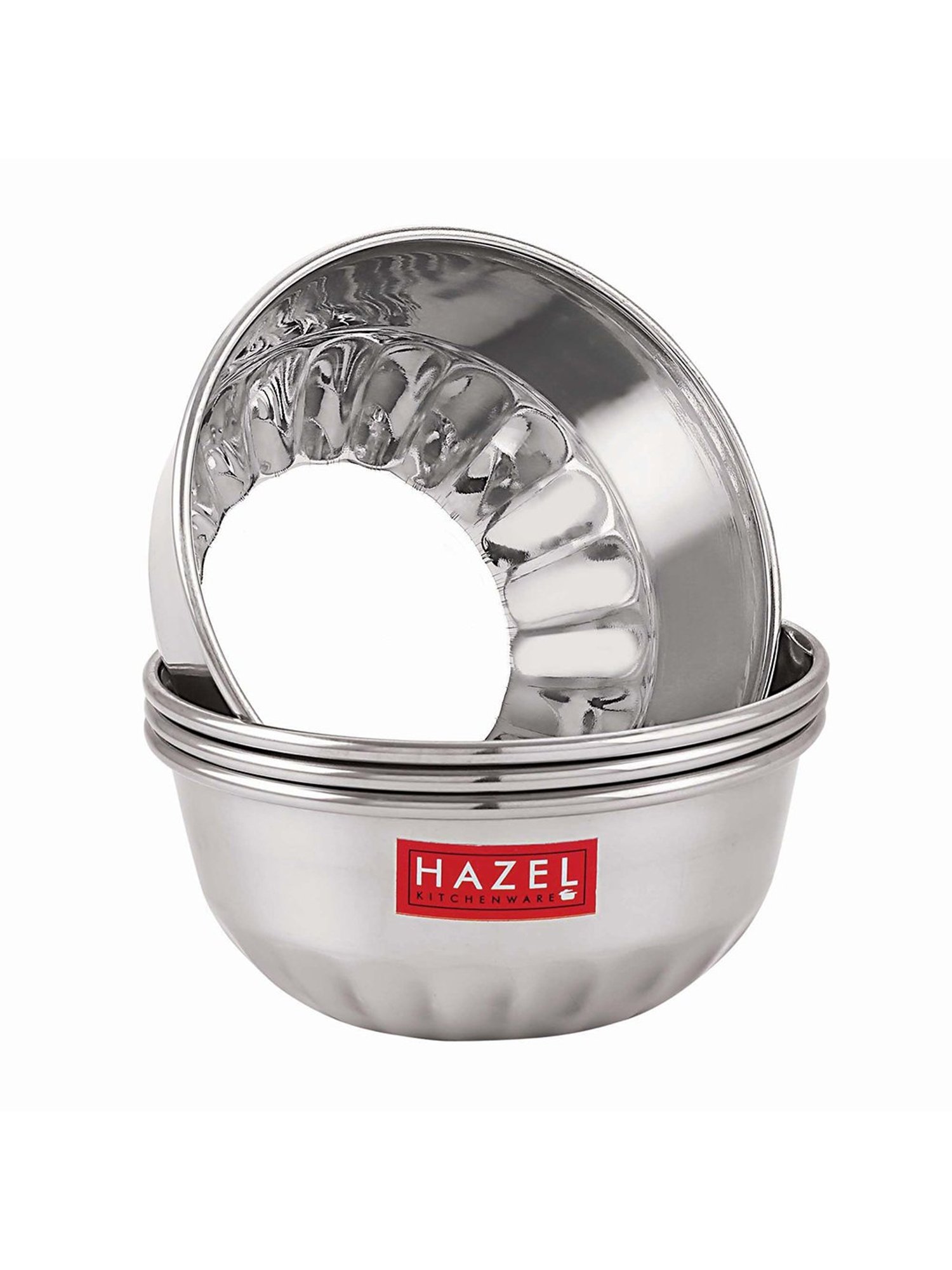 HAZEL Silver Stainless Steel 10 cm Dessert Katori (0.3 L) - Set of 4