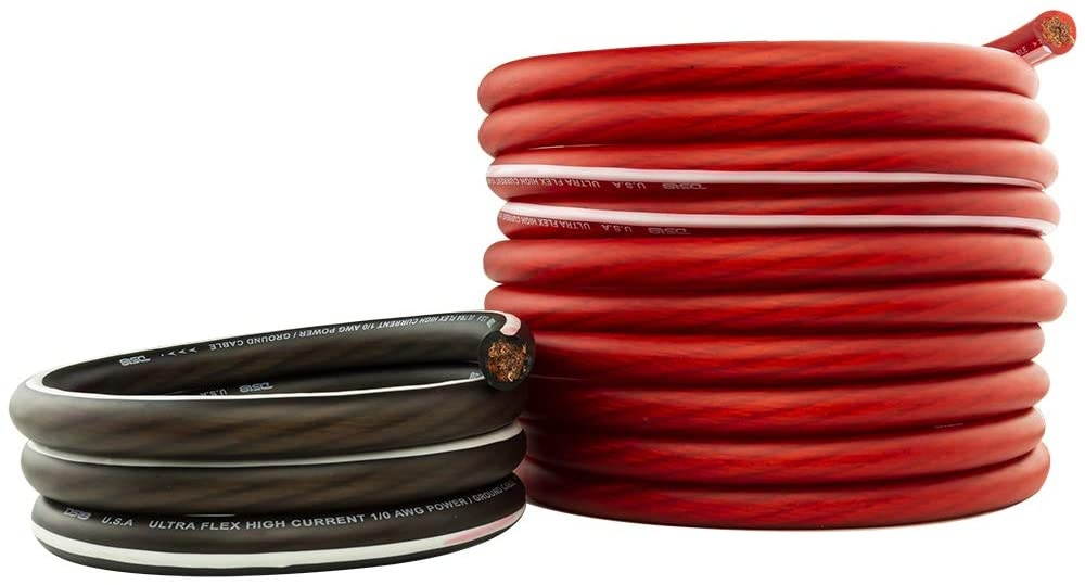 DS18 PW-OFC1/0GA-5BK/20RD 0-GA OFC Ultra Flex Power Wire 5ft Black and 20ft Red - Power Amplifier Wiring Kit