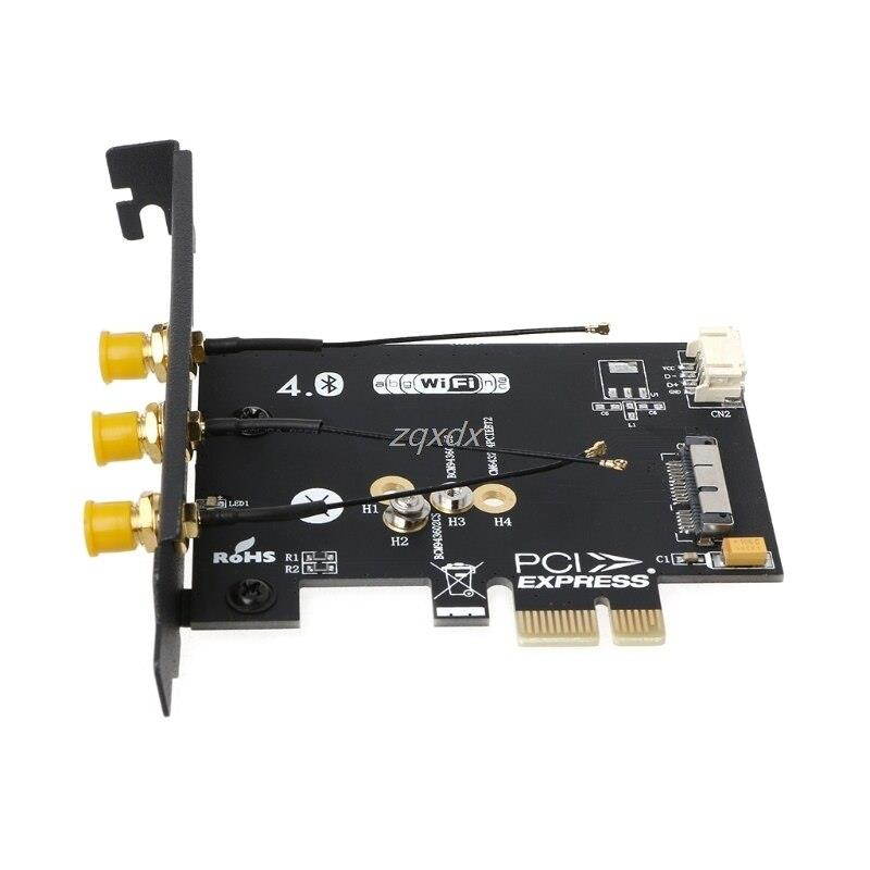 WiFi + Bluetooth 4.0 Wireless Card To Mini PCI-E 1X Adapter For PC/Hackintosh