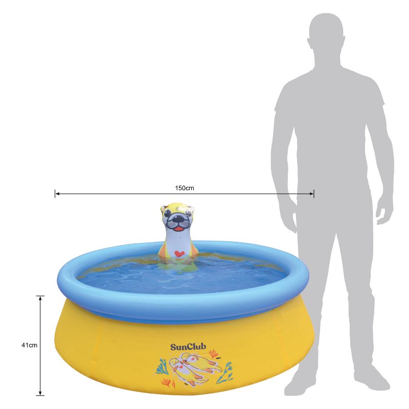 JLeisure Sun Club 12011 5 Foot x 16.5 Inch 1 to 2 Person Capacity Sea Otter Spray 3D Above Ground Kid Inflatable Outdoor Swimming Pool