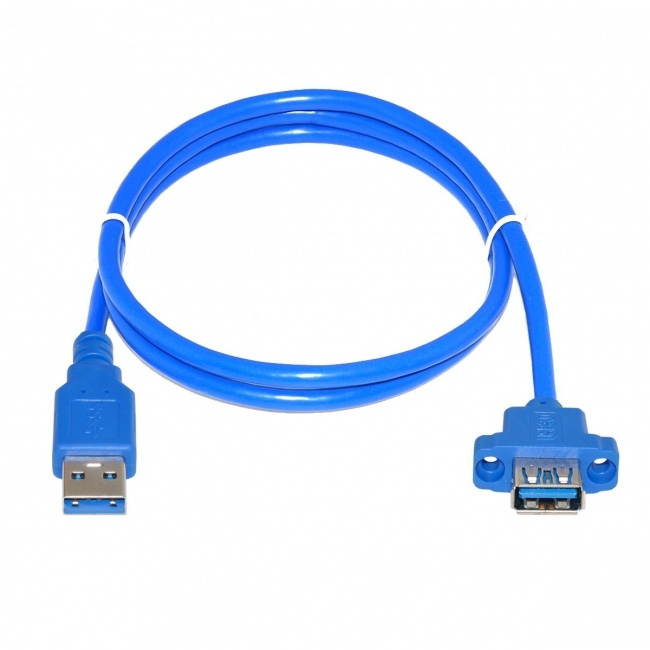 Cablecc USB 3.0 A Type Male to Female Extension Cable with Panel Mount Screws Holes