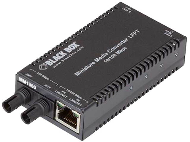 Black Box LHC013A-R4 MultiPower Miniature Fast Ethernet (100-Mbps) Media Converter - 10/100-Mbps Copper to 100-Mbps Multimode Fiber, 1300nm, 2km