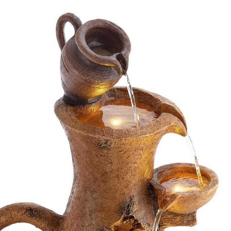 Cascading Fractured Jar Fountain With White LED Lights - Alpine Corporation