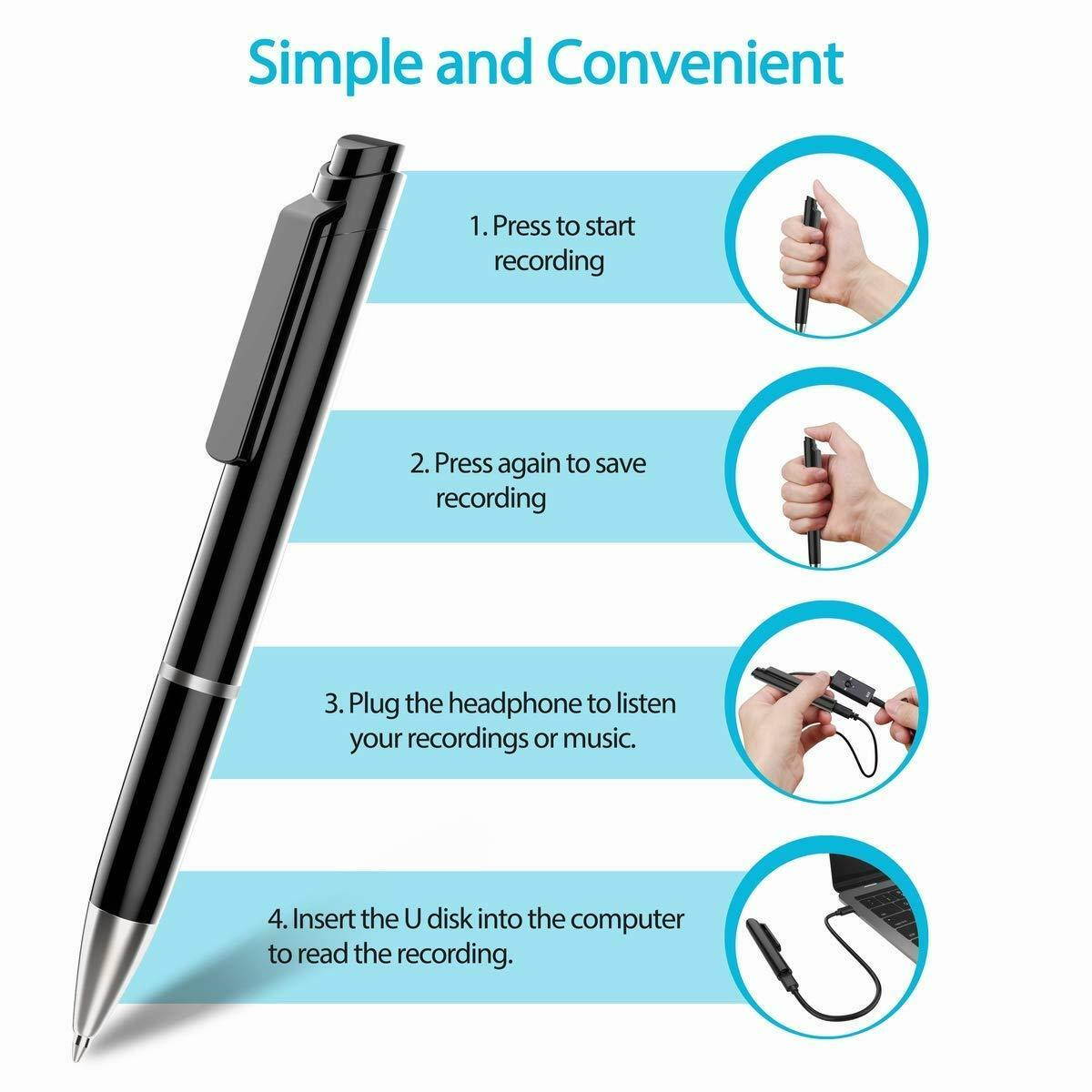 Cooligg Mini Digital Voice Recorder Dictaphones 8GB Record Pen MP3 USB Drive