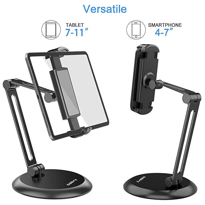Adjustable Tablet Stand Heavy Duty Desktop Tablet Holder Mount macOS Catalina Sidecar 2Stage Metal Arm Compatible with 411 Phones Tablets iPad Nintendo Switch Kindle Updated Version