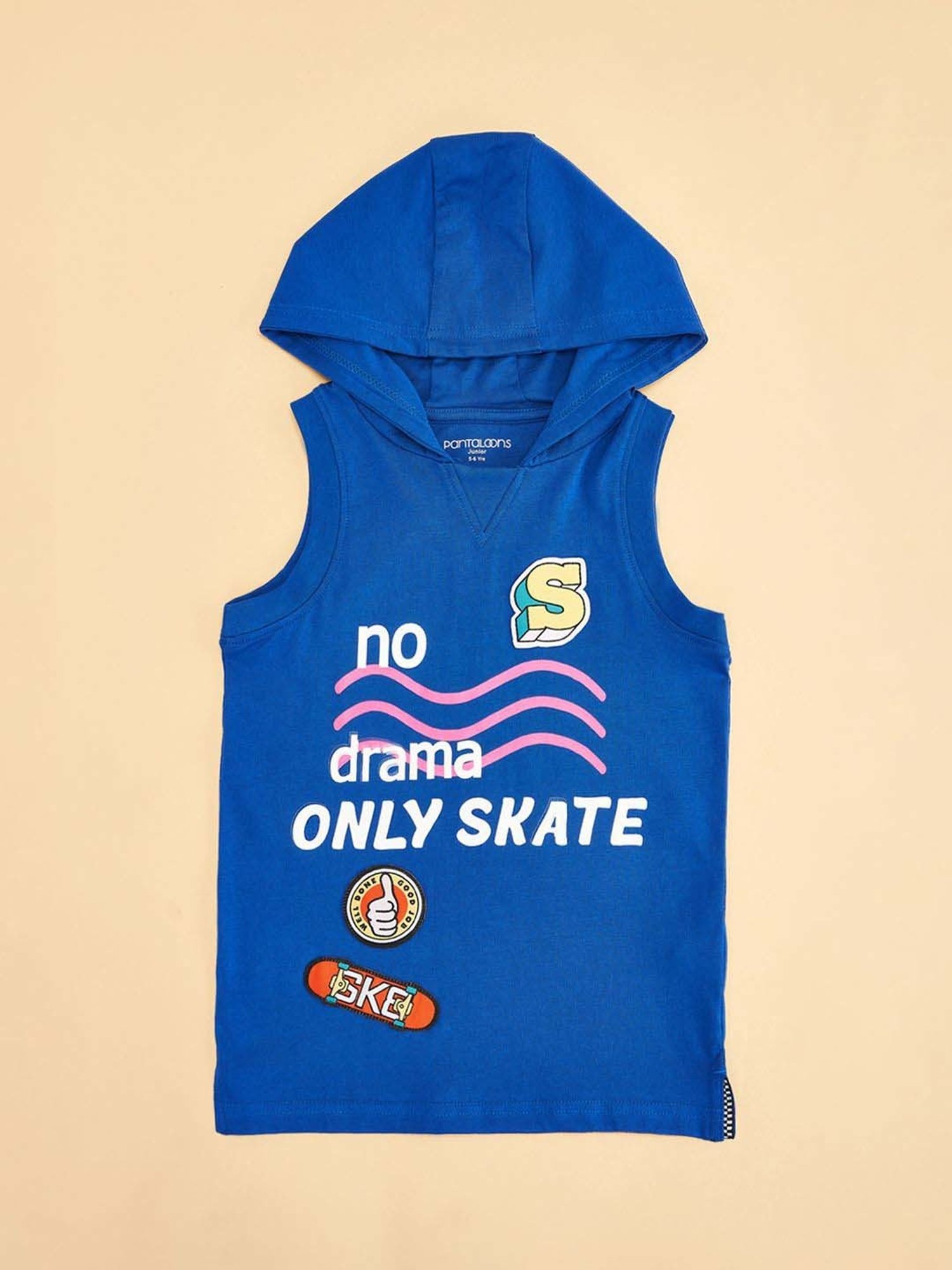 Pantaloons Junior Blue Cotton Printed T-Shirt