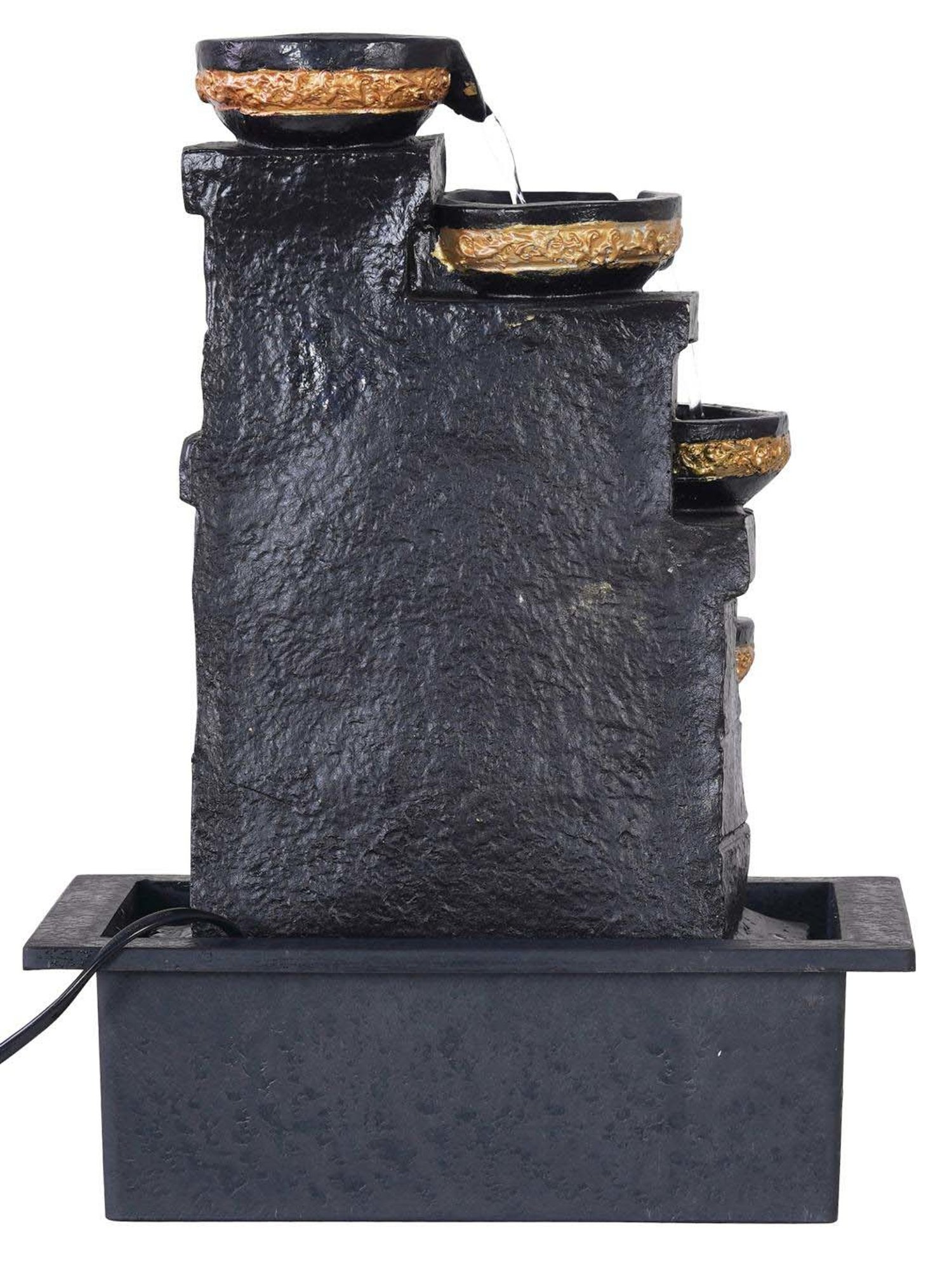 CHRONIKLE Chocolate Polyresin Table Top 4 Steps Waterfall Fountain