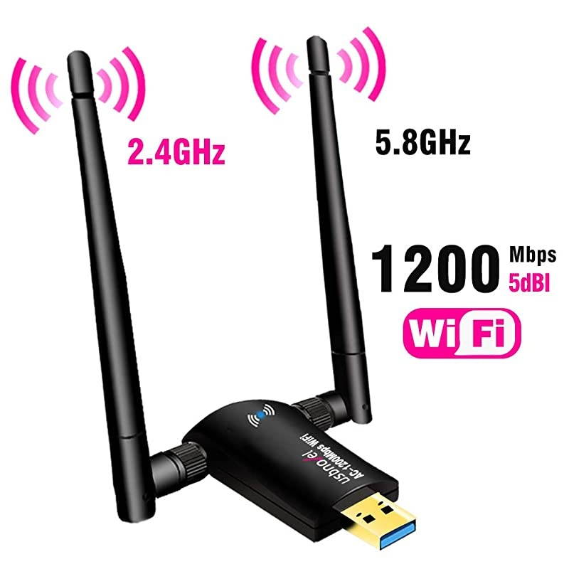 WiFi Adapter 1200Mbps30 Wireless Network Adapter WiFi Dongle for PC Desktop Laptop with Dual Band 24GHz300Mbps 5GHz867MbpsSupport Windows108817VistaXP2000Mac OS 1061015