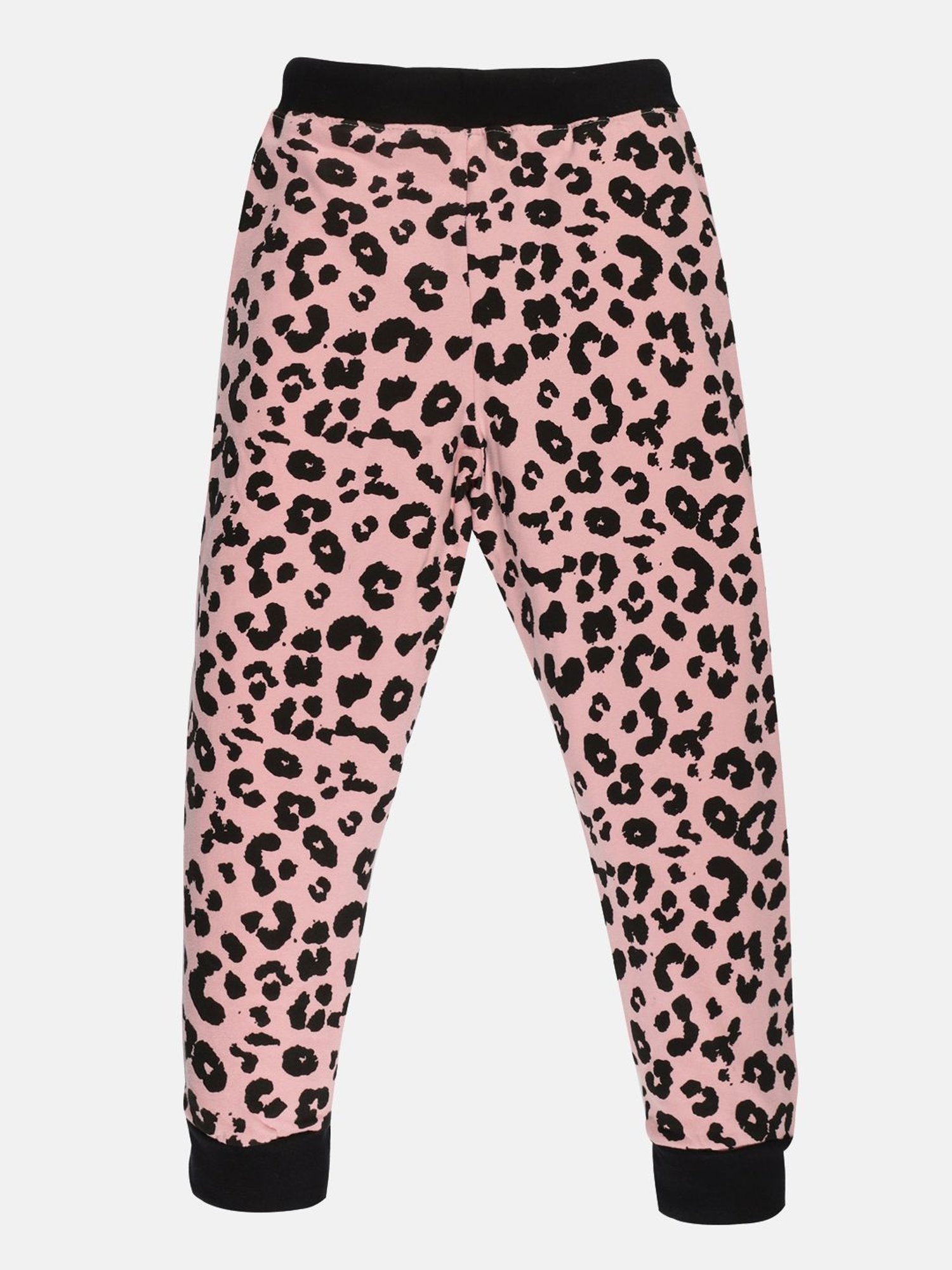 Kiddopanti Kids Peach & Black Printed Trackpants