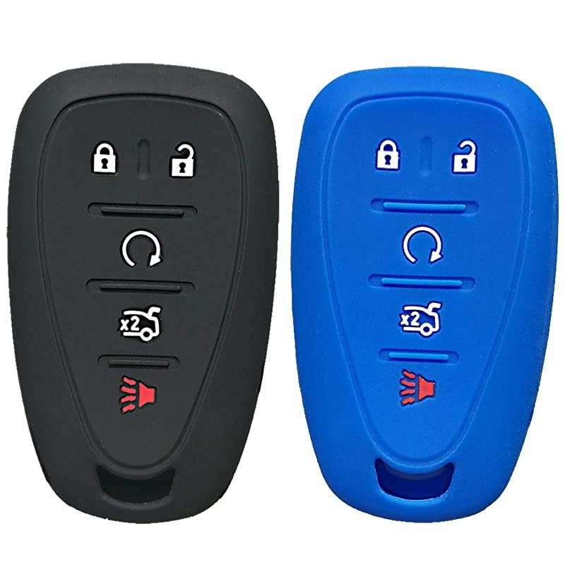 Qty2  Silicone 5Btn Smart Key Cover Fob Case Skin Remote Jacket Protector for Chevrolet 2017 2018 2019 Chevy Malibu Camaro Sonic Cruze Volt Equinox HYQ4EA