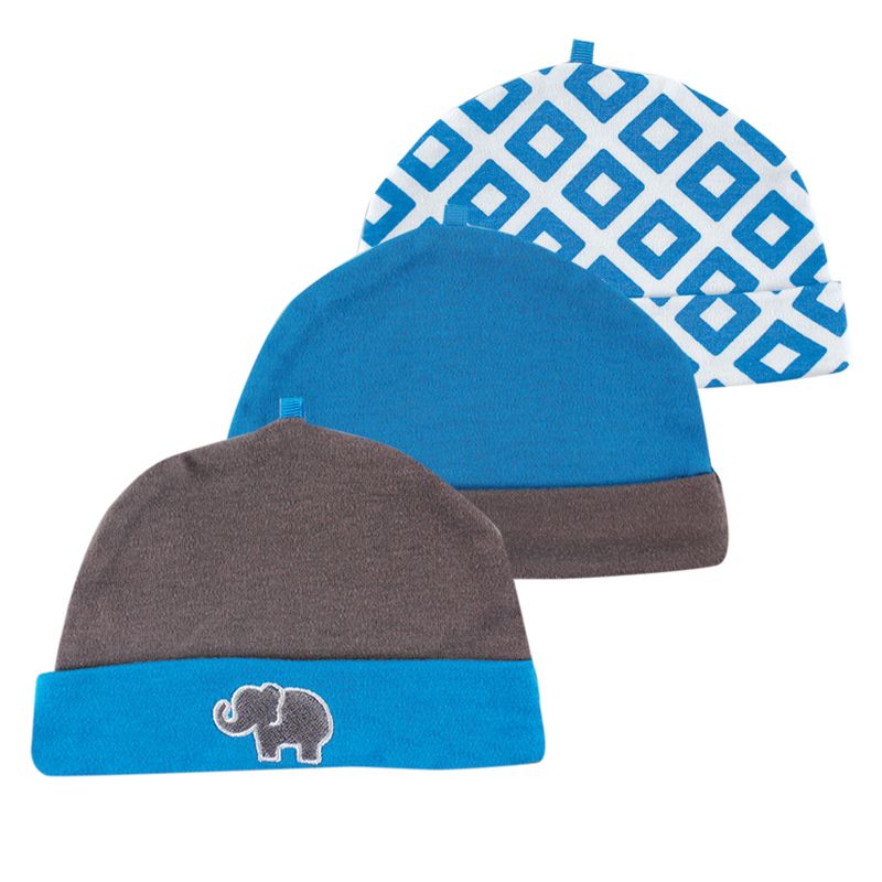 Yoga Sprout Baby Boy Cotton Caps 3pk, Fox, 0-6 Months