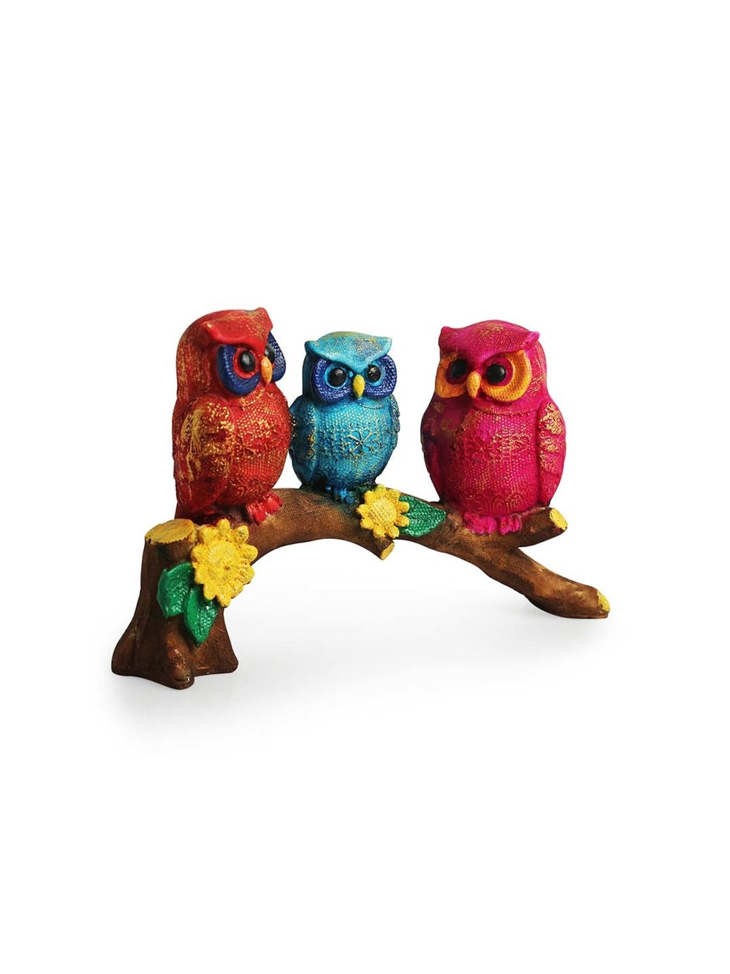 ExclusiveLane Multicolor Resin Owl Buddies Showpiece