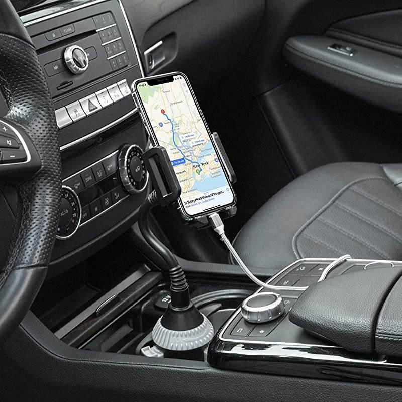 Phone Holder for Car-Upgraded  Cup Holder Phone Mount-Gooseneck Car Phone Holder -Universal Cell Phone Holder -Car Cradle-for iPhone 12 Pro Max/11/XR/XS/X/8 Samsung S20 Ultra/Note 20 (Gray)