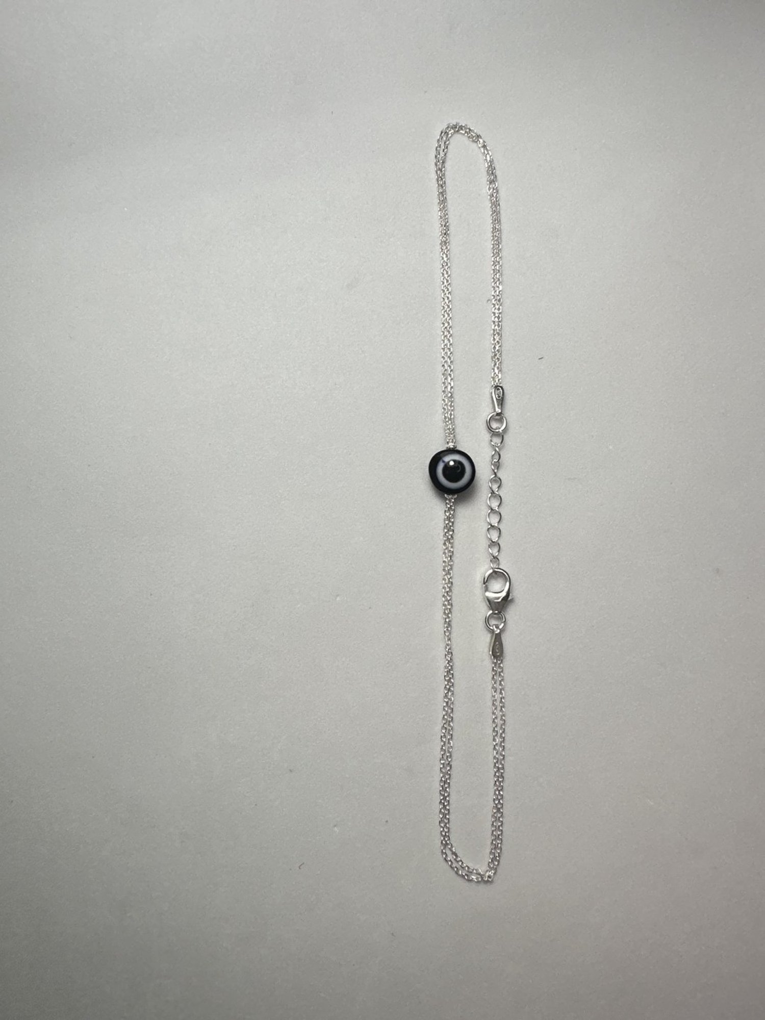 Arte Jewels 925 Sterling Silver Black Beads Evil Eye Anklet for Women & Girls (Single Anklet)