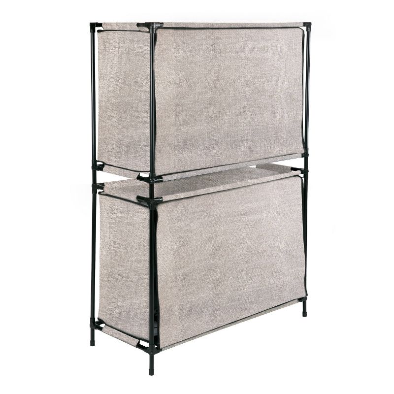 IRIS 2 Tier Slim Stackable Metal Shoe Rack Black