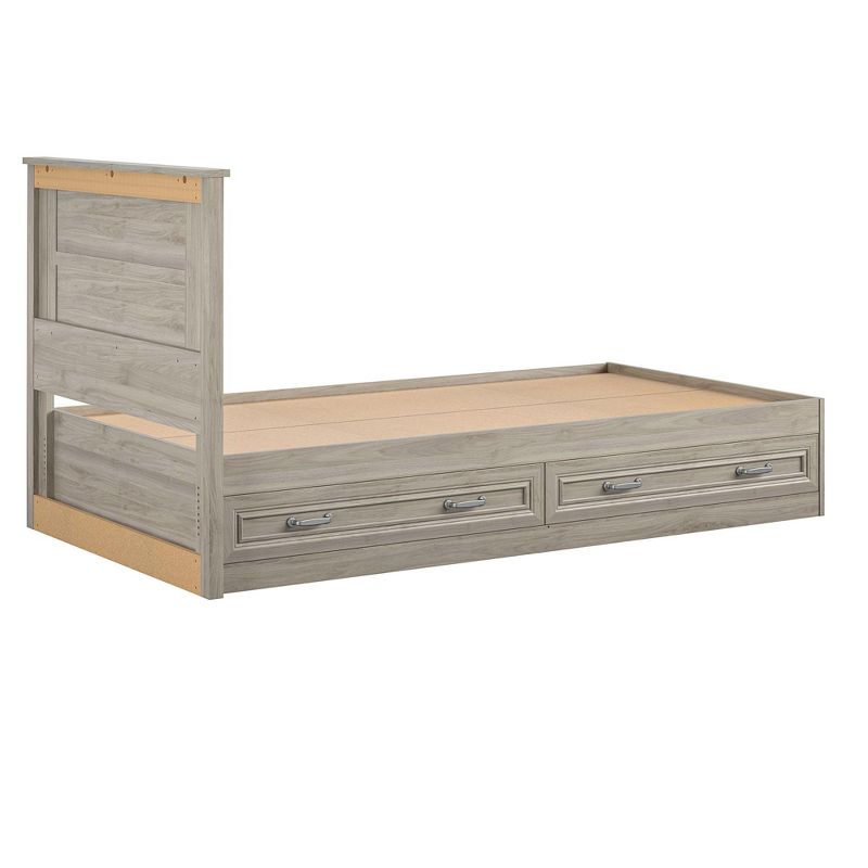 Sierra Ridge Levi Twin Bed with Storage & Twin Headboard, Light Walnut