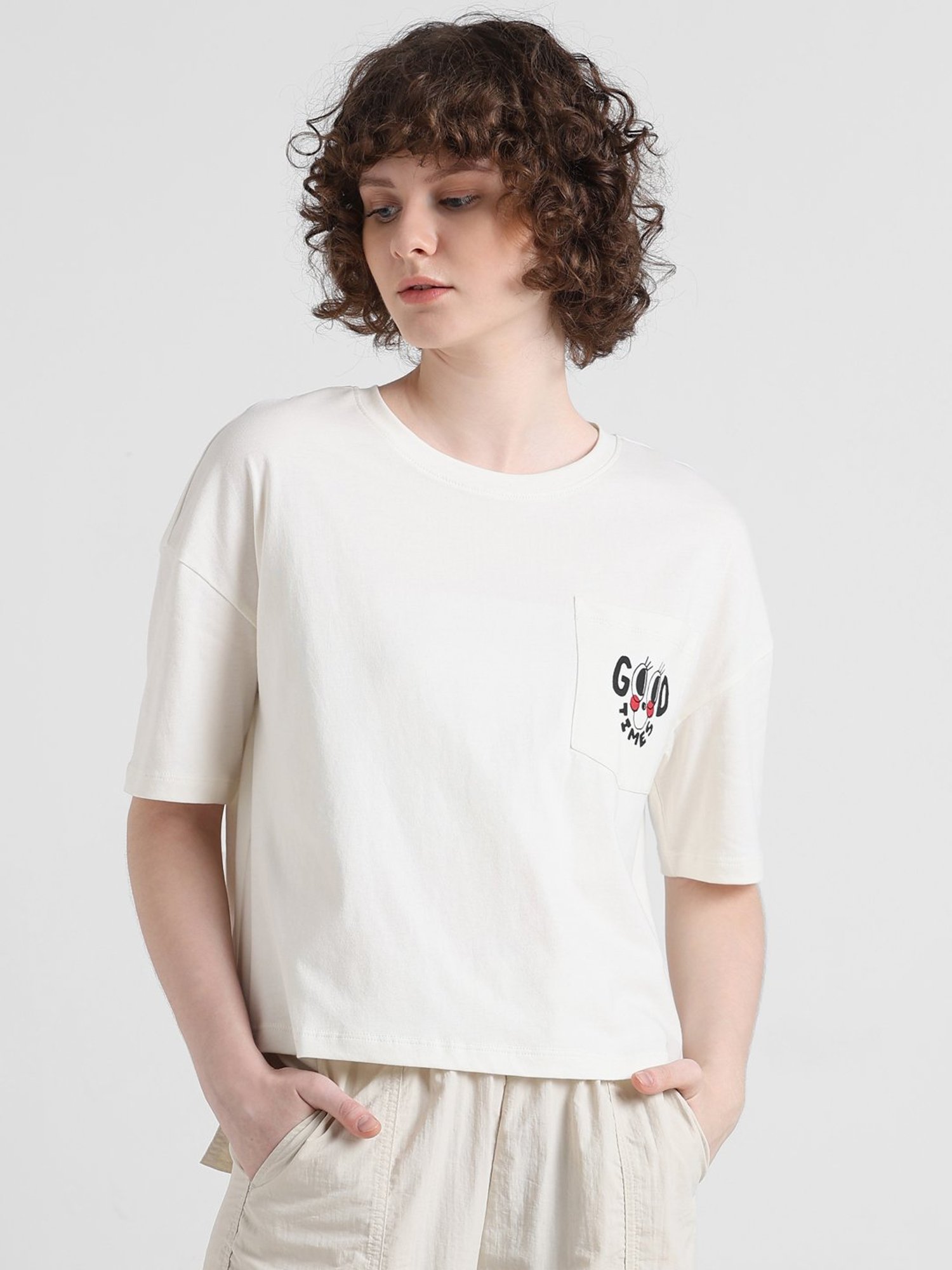 Only White Graphic Print T-Shirt