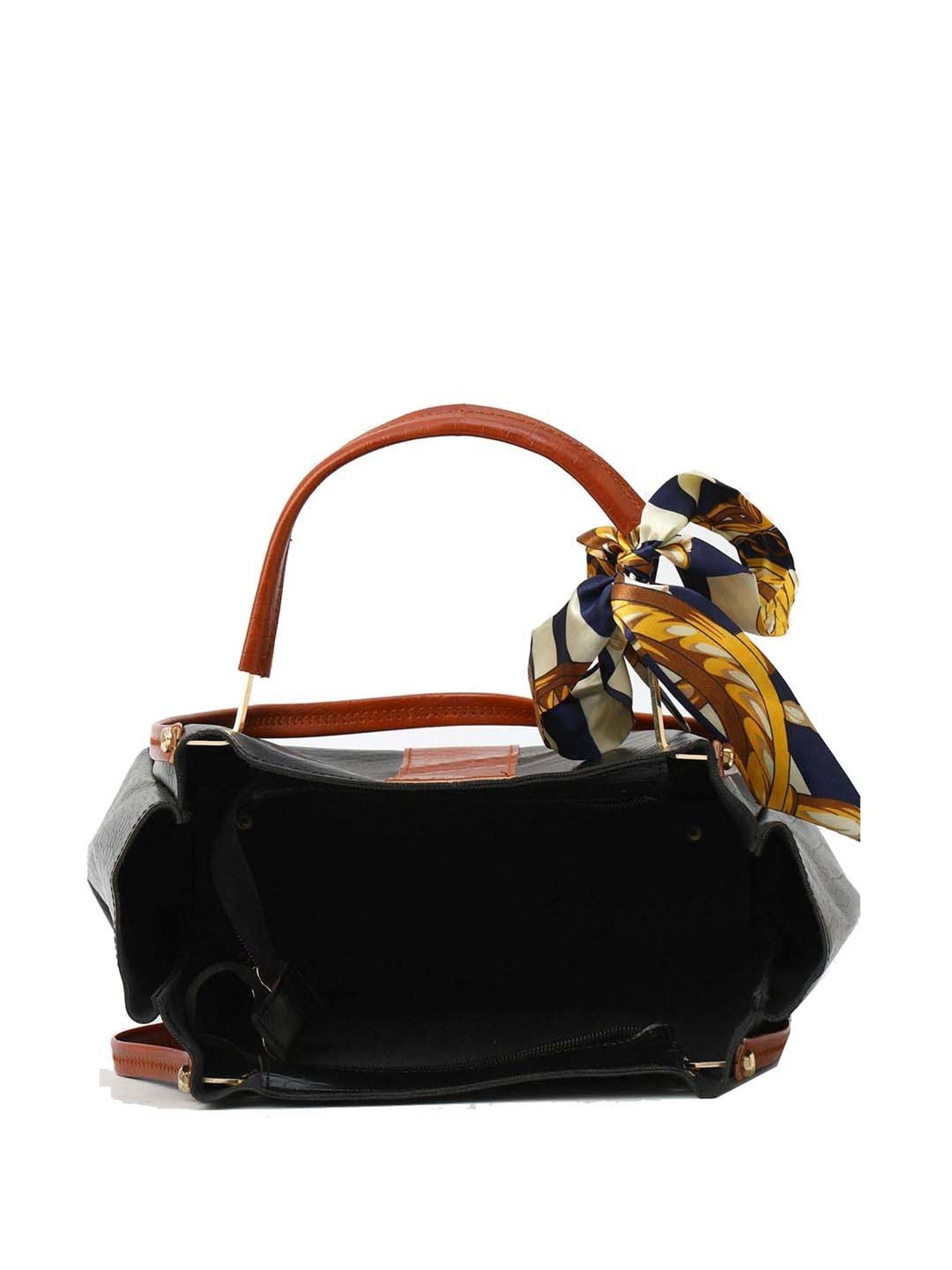 Gaurapakhi Black Textured Medium Tote Handbag