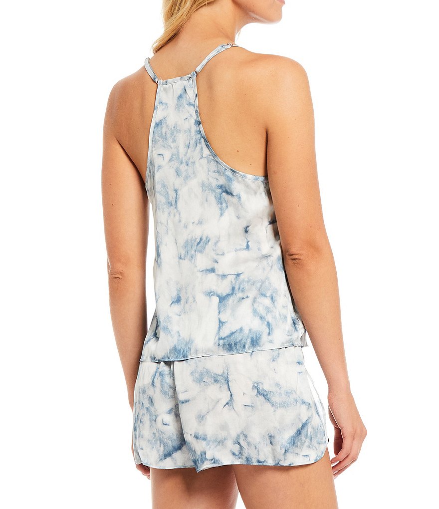 Midnight Bakery Tie-Dye Print Silky Satin Camisole & Shorts Coordinating Pajama Set