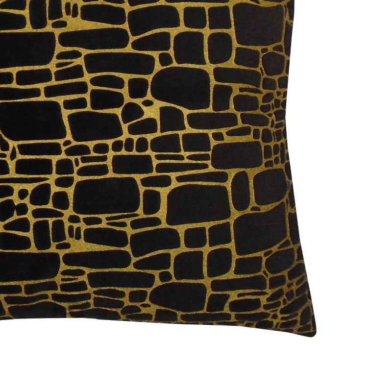 20"x20" Oversize Printed Faux Fur Square Throw Pillow Black/Gold - Edie@Home