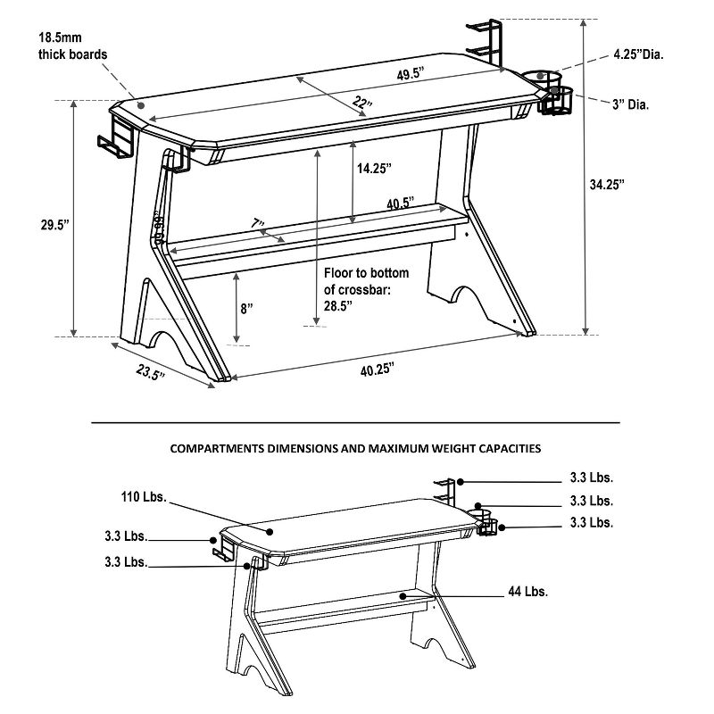 Writing Desk Workstation Pine - Techni Mobili