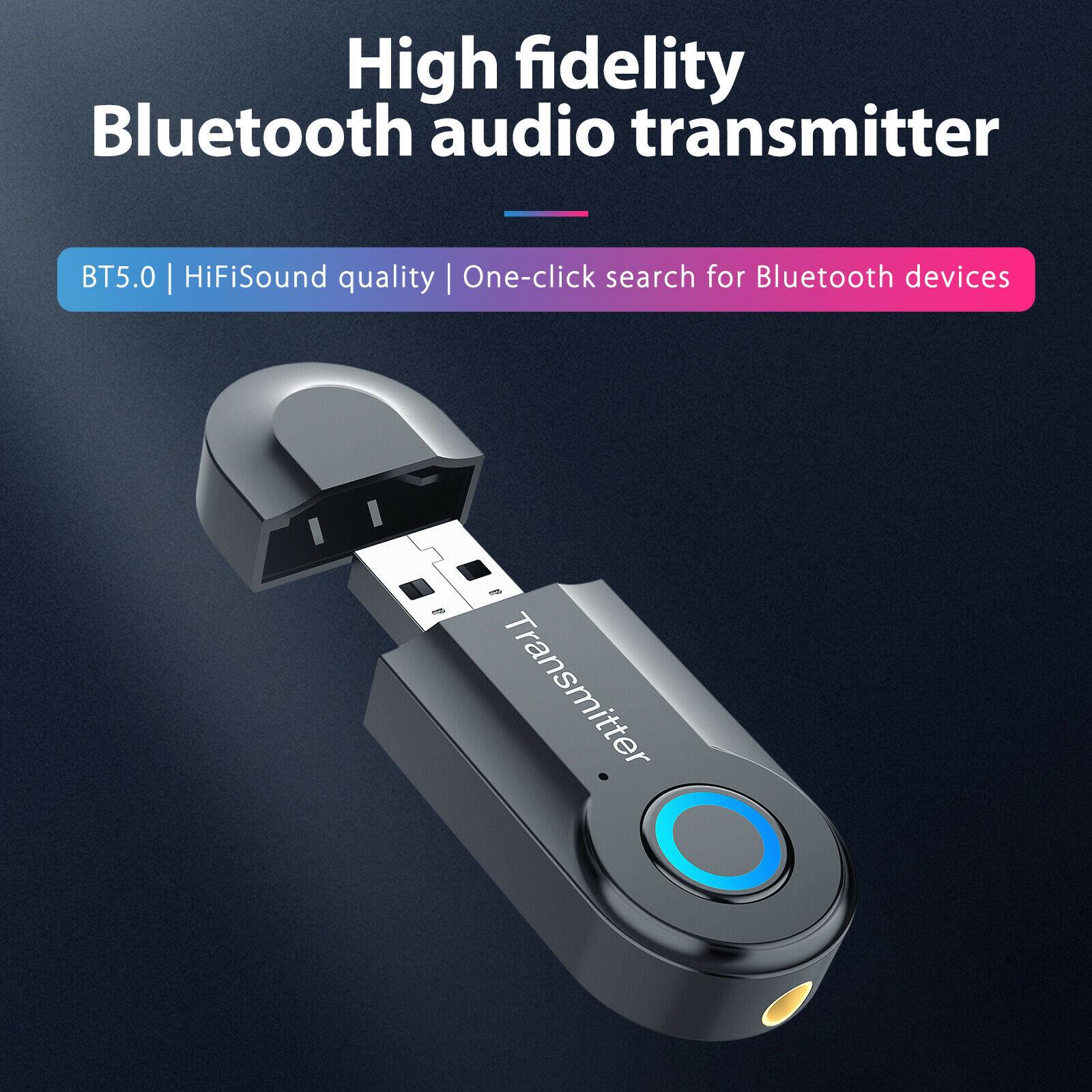 Wireless Bluetooth 5.0 Transmitter Audio 3.5mm AUX USB Adapter For TV PC stereo