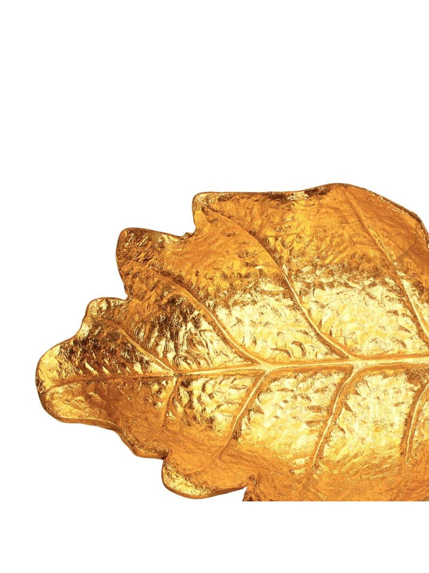 Home4U Golden Polyresin 15 cm Leaf Wall Art - Set of 1