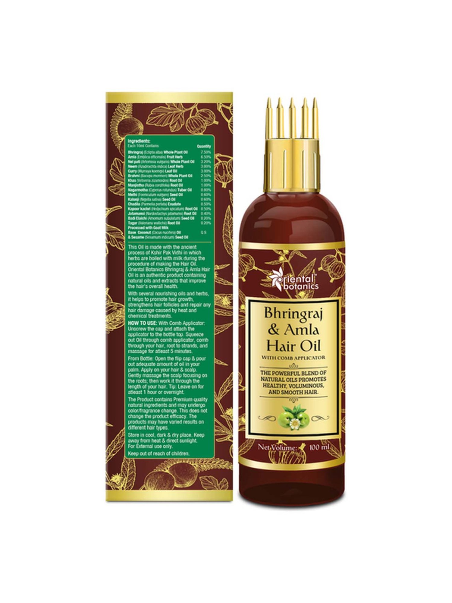 Oriental Botanics Bhringraj & Amla Hair Oil With Comb - 100 ml