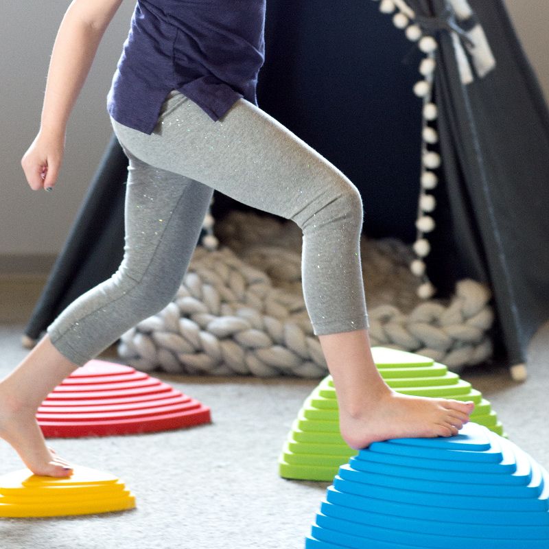 JumpOff Jo Rocksteady Balance Stepping Stones for Kids, Promotes Balance & Coordination, Set of 6 Balance Blocks, Tall Set, Primary Colors