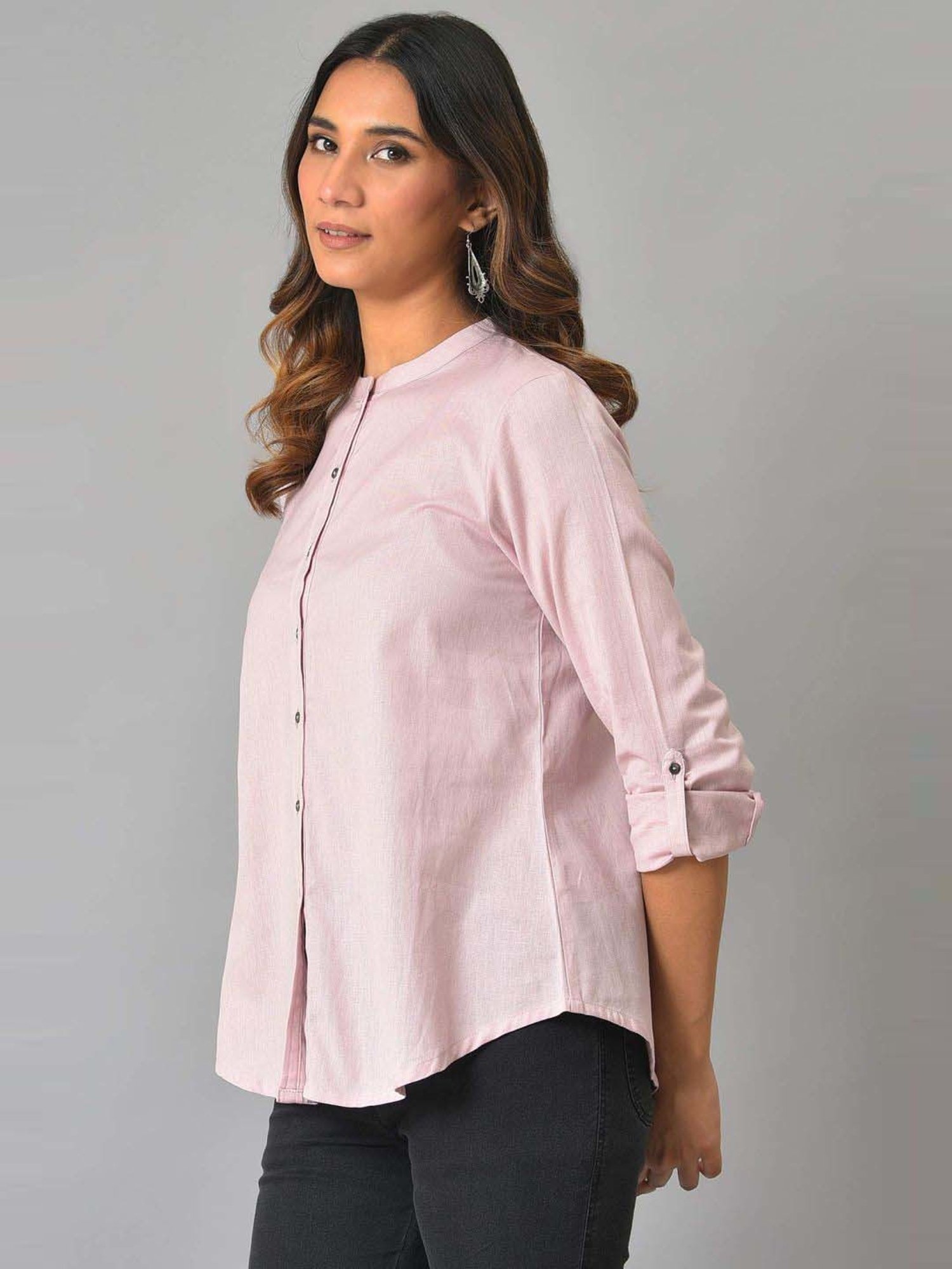 W Lilac Cotton Regular Fit Shirt