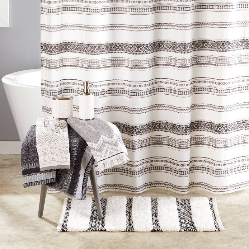 2pc Geo Striped Hand Towel Set White - SKL Home
