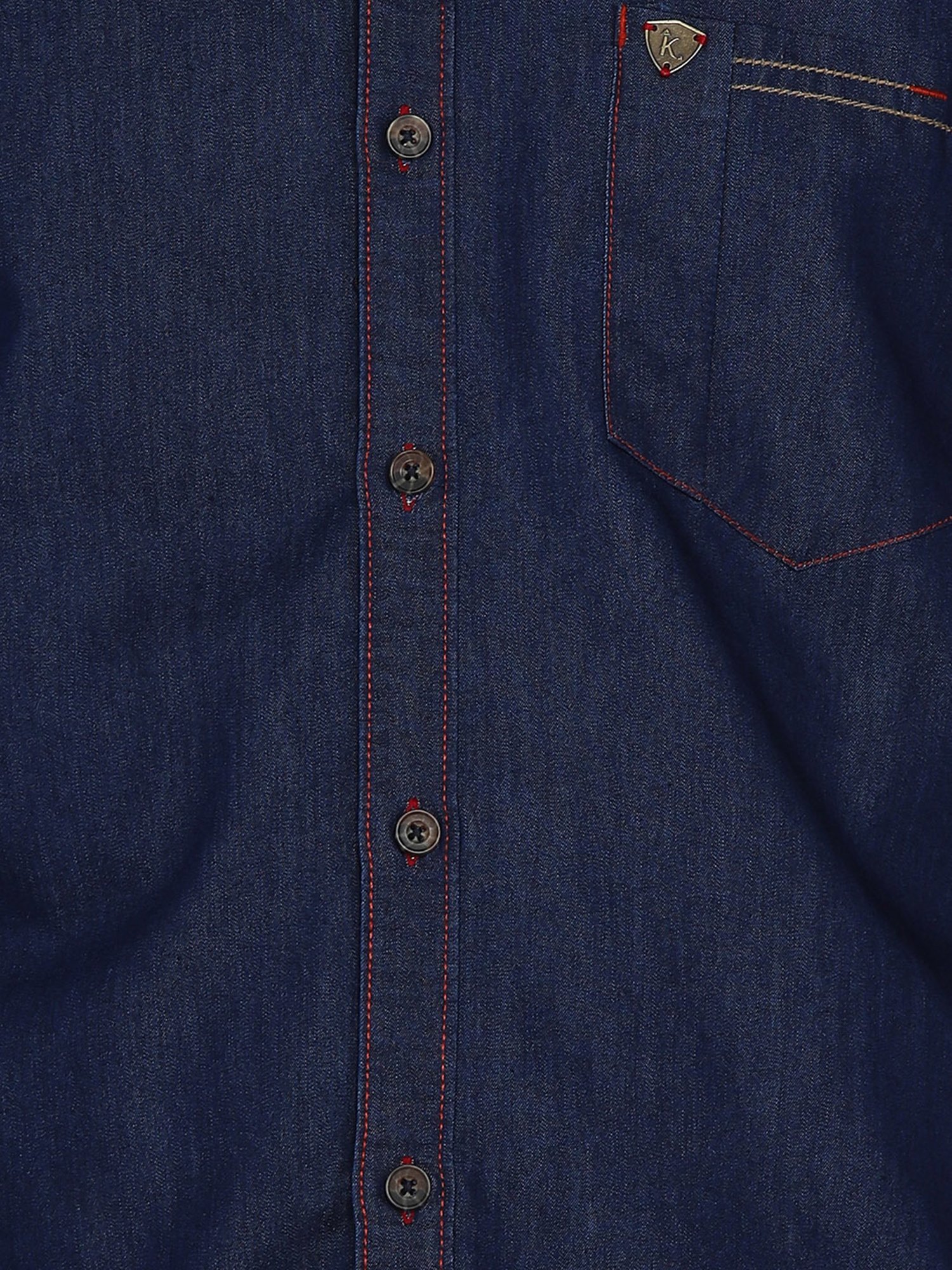 Kuons Avenue Dark Blue Slim Fit Denim Shirt