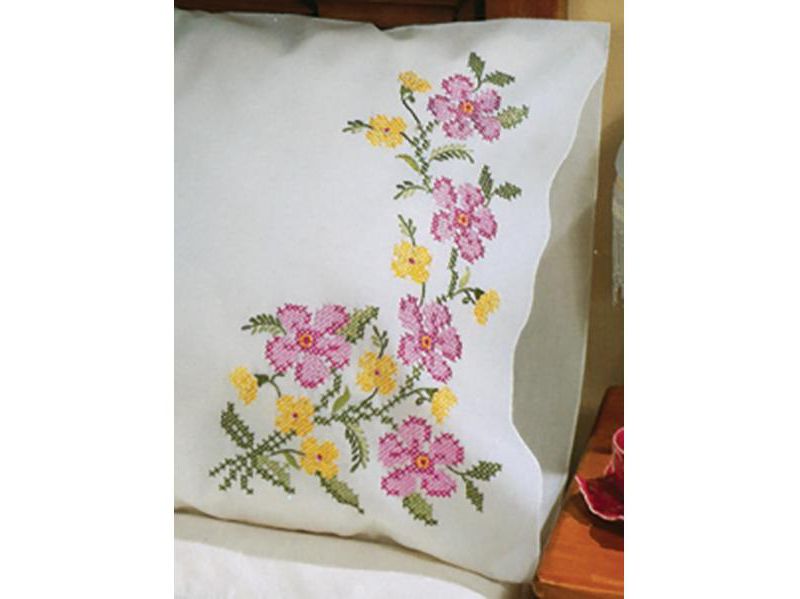 Tobin Stamped For Embroidery Pillowcase Pair 20"X30"-Fragrant Floral