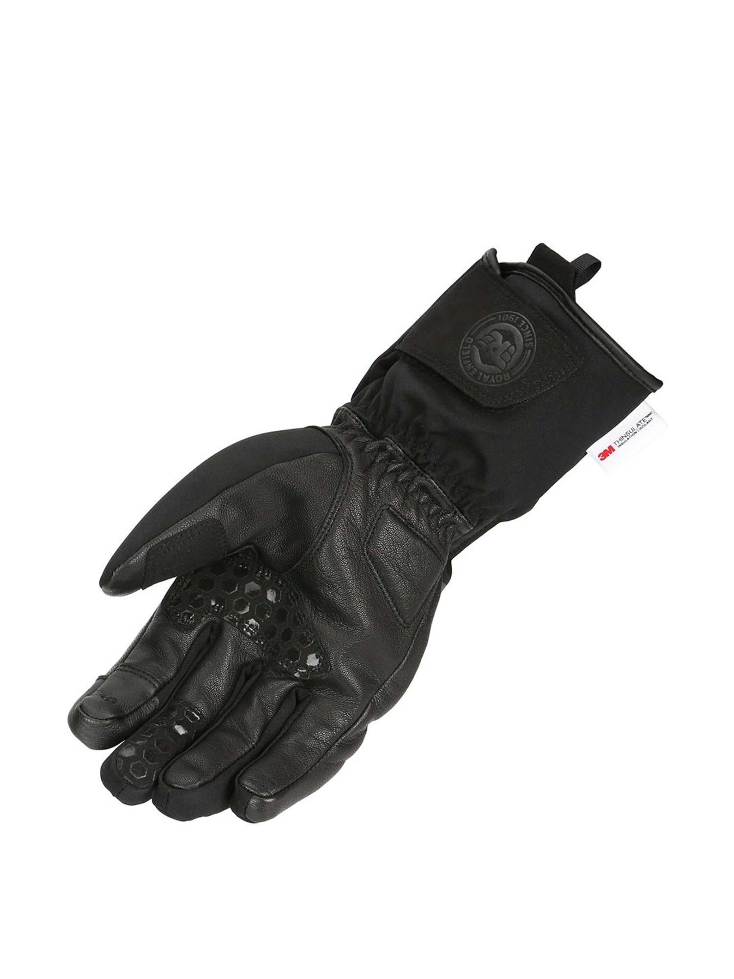 Royal Enfield Black Leather Solid Gloves
